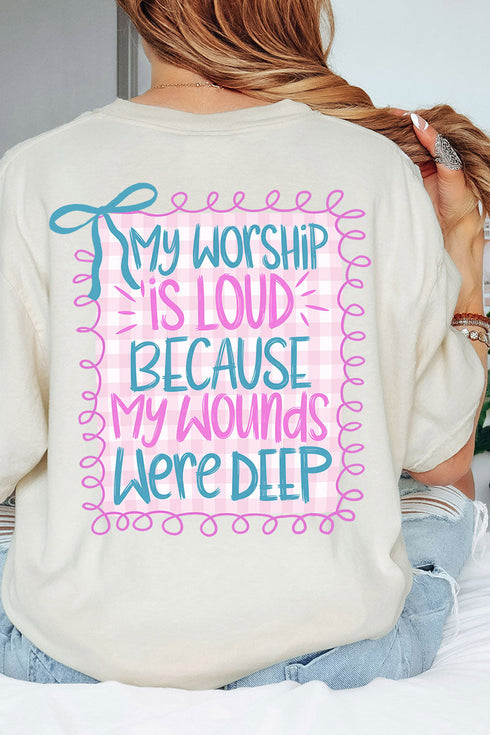 Worship Loud Front & Back Design Comfort Colors Adult Ring-Spun Cotton Tee