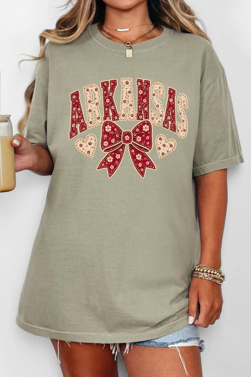 Arkansas Blooming Bow Comfort Colors Adult Ring-Spun Cotton Tee
