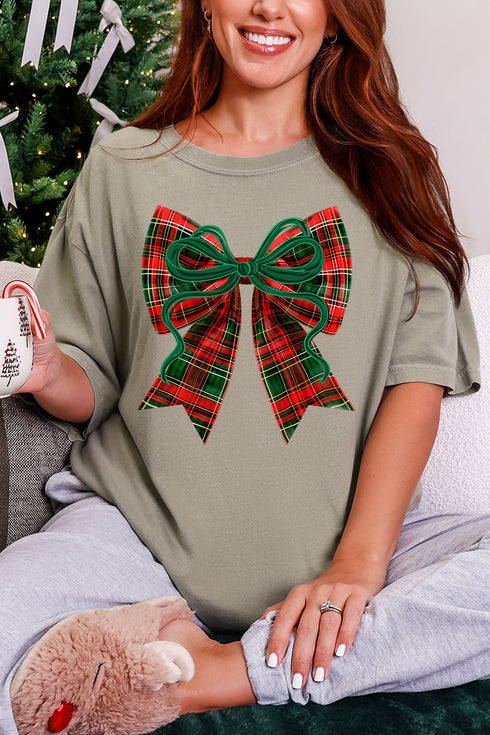 Christmas Plaid Coquette Comfort Colors Adult Ring-Spun Cotton Tee