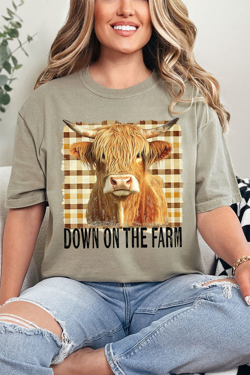 Down On The Farm Highland Cow Comfort Colors Adult Ring-Spun Cotton Tee
