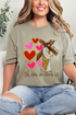 He Loves Us Hearts Comfort Colors Adult Ring-Spun Cotton Tee