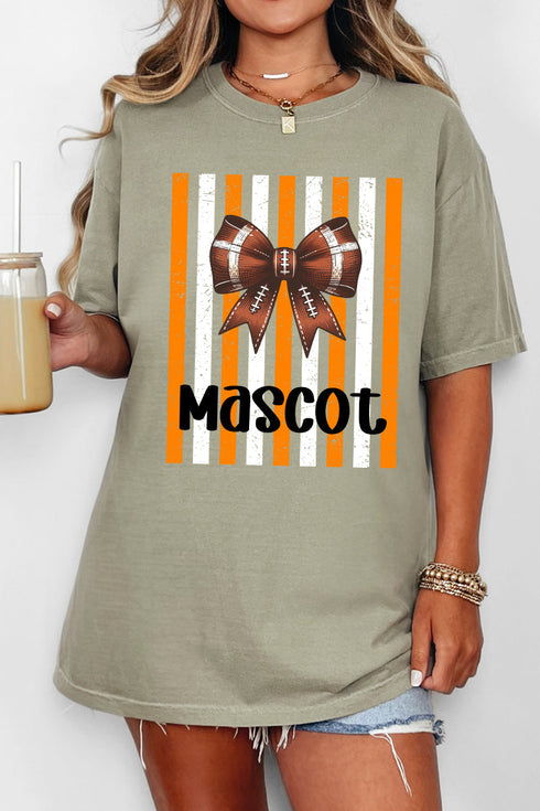 Personalized Fiery Orange & White Varsity Bow Comfort Colors Adult Ring-Spun Cotton Tee *Enter Mascot Name