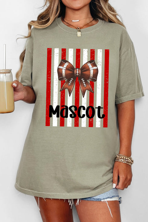 Personalized Red & White Varsity Bow Comfort Colors Adult Ring-Spun Cotton Tee *Enter Mascot Name