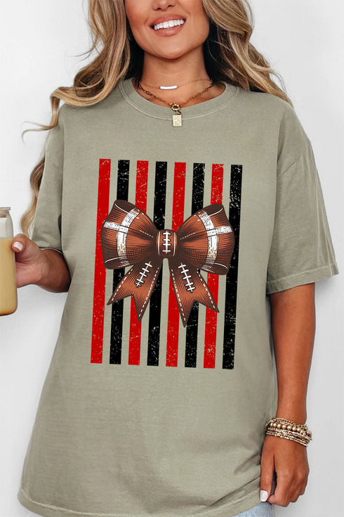 Red & Black Varsity Bow Comfort Colors Adult Ring-Spun Cotton Tee