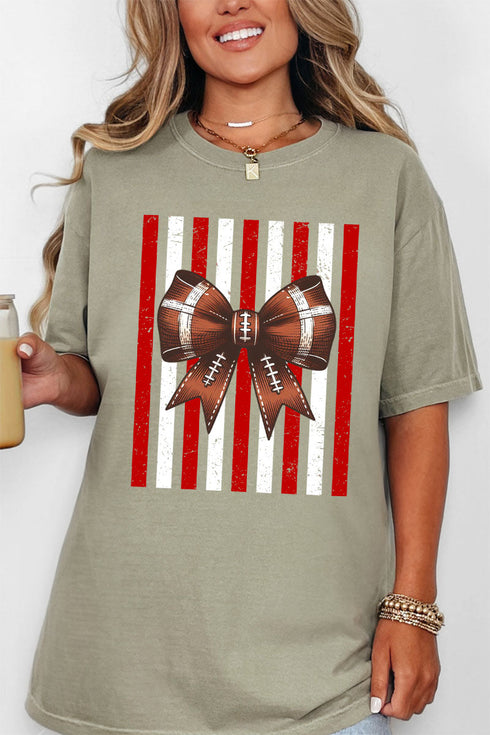 Red & White Varsity Bow Comfort Colors Adult Ring-Spun Cotton Tee