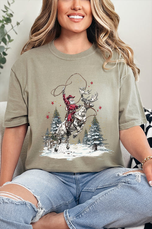 Retro Rodeo Santa Comfort Colors Adult Ring-Spun Cotton Tee