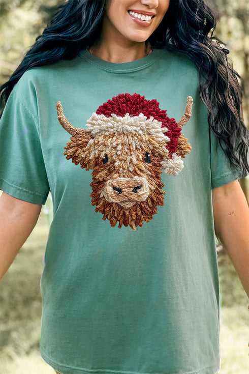 Faux Yarn Highland Cow Comfort Colors Adult Ring-Spun Cotton Tee