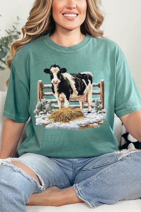 Faux Yarn Moo In The Snow Comfort Colors Adult Ring-Spun Cotton Tee