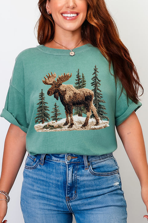 Faux Yarn Winter Moose Comfort Colors Adult Ring-Spun Cotton Tee