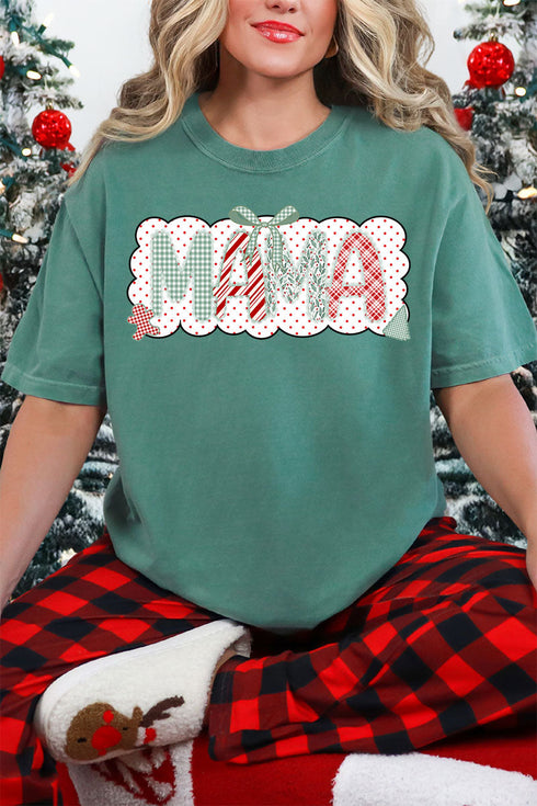 Green And Gingham Christmas Custom Name Comfort Colors Adult Ring-Spun Cotton Tee *Personalize Your Name
