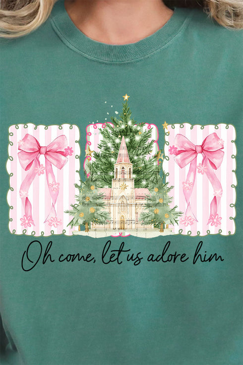 Notes Oh Come Let Us Adore Him Comfort Colors Adult Ring-Spun Cotton Tee