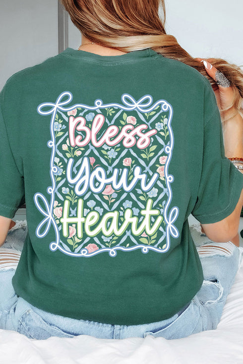 Spring Coquette Bless Your Heart Front & Back Comfort Colors Adult Ring-Spun Cotton Tee