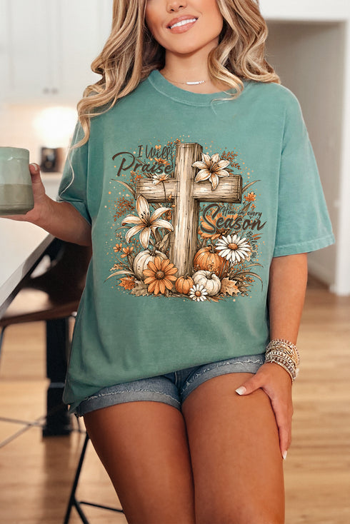 Harvest Praise Cross Comfort Colors Adult Ring-Spun Cotton Tee