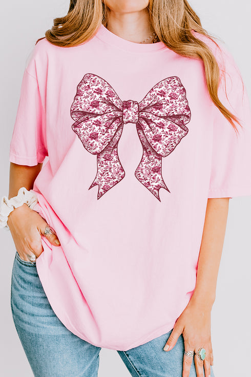 Magenta Chinoiserie Bow Comfort Colors Adult Ring-Spun Cotton Tee