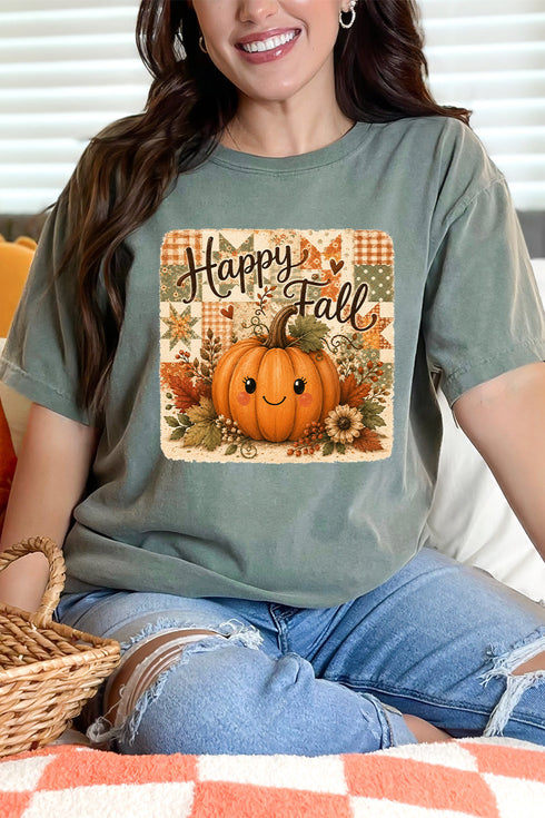 Happy Pumpkin Patchwork Comfort Colors Adult Ring-Spun Cotton Tee