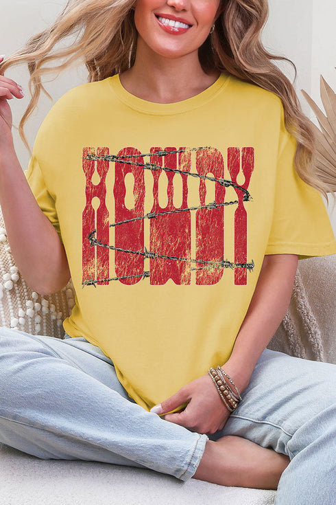 Barbed Wire Howdy Comfort Colors Adult Ring-Spun Cotton Tee