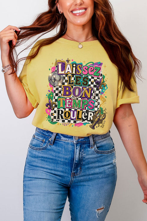 Bold Laissez Les Bon Temps Rouler Comfort Colors Adult Ring-Spun Cotton Tee