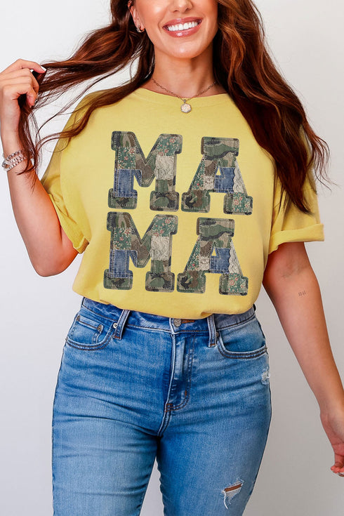 Patchwork Camo Mama Comfort Colors Adult Ring-Spun Cotton Tee