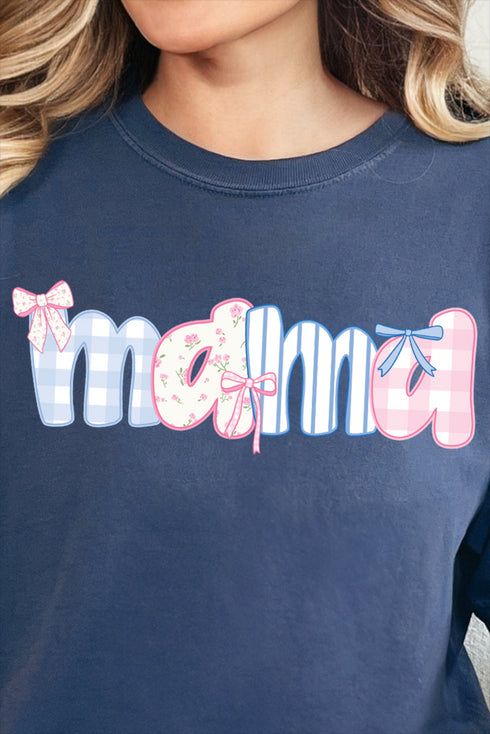 Coquette Floral Pink And Blue Mama Comfort Colors Adult Ring-Spun Cotton Tee