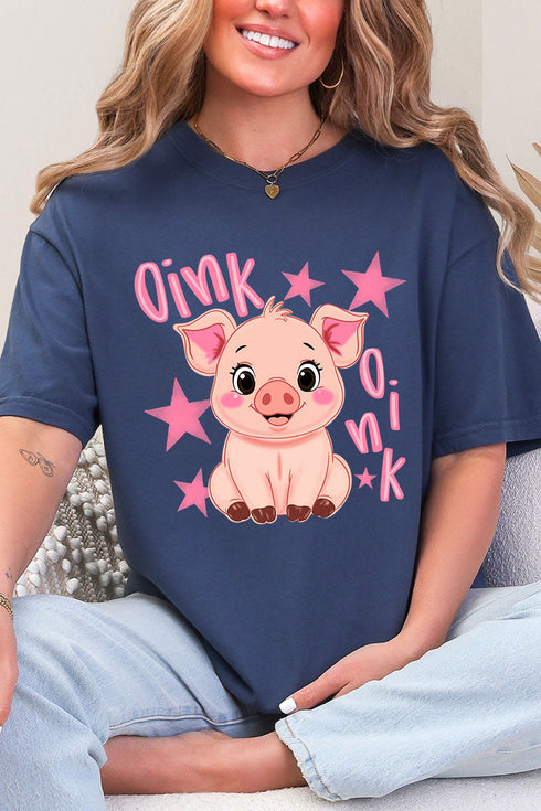 Oink Oink Shake Full Front & Back Design Comfort Colors Adult Ring-Spun Cotton Tee