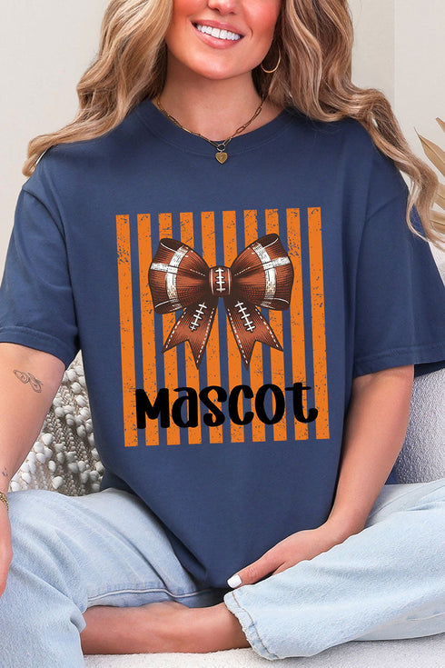 Personalized Orange Varsity Bow Comfort Colors Adult Ring-Spun Cotton Tee *Enter Mascot Name