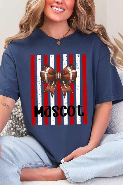 Personalized Red & White Varsity Bow Comfort Colors Adult Ring-Spun Cotton Tee *Enter Mascot Name
