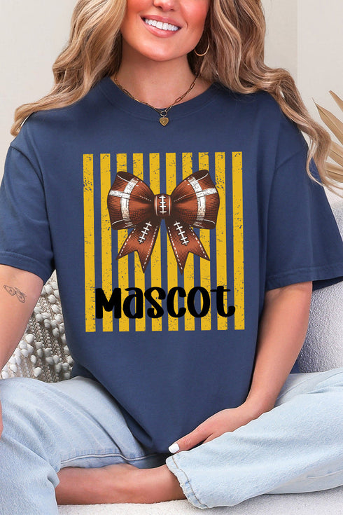 Personalized Yellow Gold Varsity Bow Comfort Colors Adult Ring-Spun Cotton Tee *Enter Mascot Name