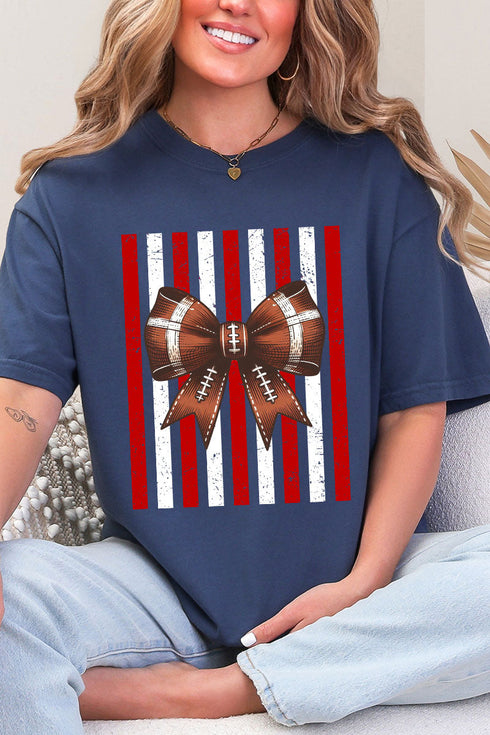 Red & White Varsity Bow Comfort Colors Adult Ring-Spun Cotton Tee