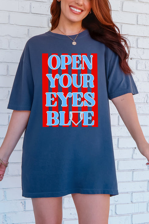 Open Your Eyes Blue Comfort Colors Adult Ring-Spun Cotton Tee