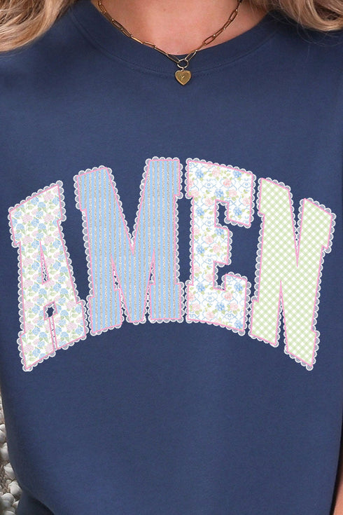 Garden Gingham Amen Comfort Colors Adult Ring-Spun Cotton Tee
