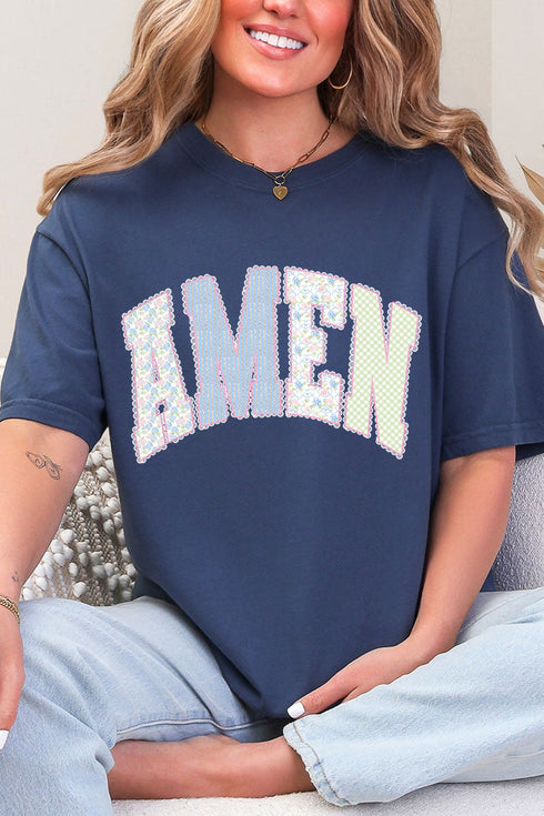 Garden Gingham Amen Comfort Colors Adult Ring-Spun Cotton Tee