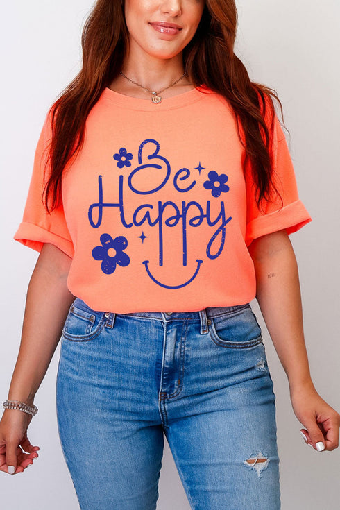 Flower Be Happy Comfort Colors Adult Ring-Spun Cotton Tee