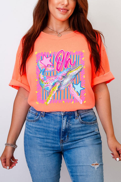 Striped Oh Whale Comfort Colors Adult Ring-Spun Cotton Tee