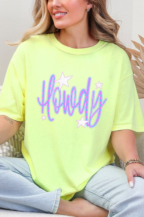 Electric Cowgirl Howdy Comfort Colors Adult Ring-Spun Cotton Tee