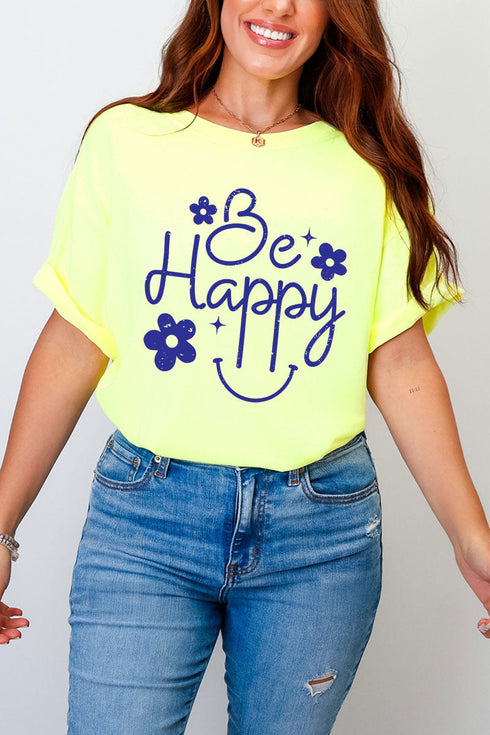 Flower Be Happy Comfort Colors Adult Ring-Spun Cotton Tee