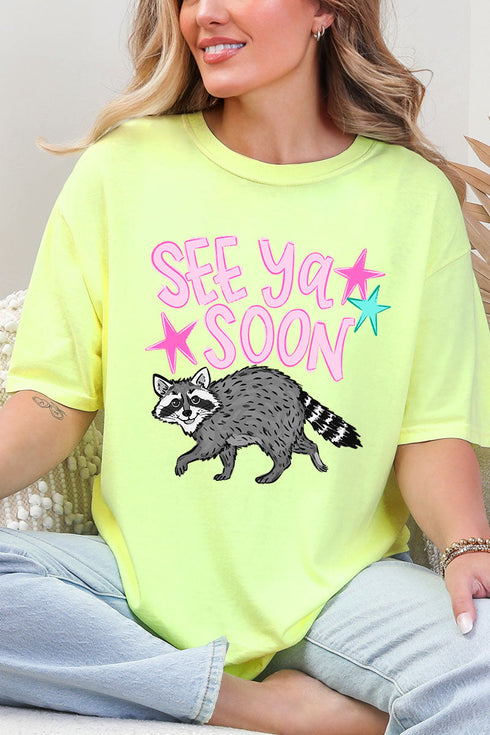 See You Soon Raccoon Full Front & Back Design Comfort Colors Adult Ring-Spun Cotton Tee