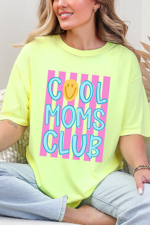 Striped Happy Cool Moms Club Comfort Colors Adult Ring-Spun Cotton Tee