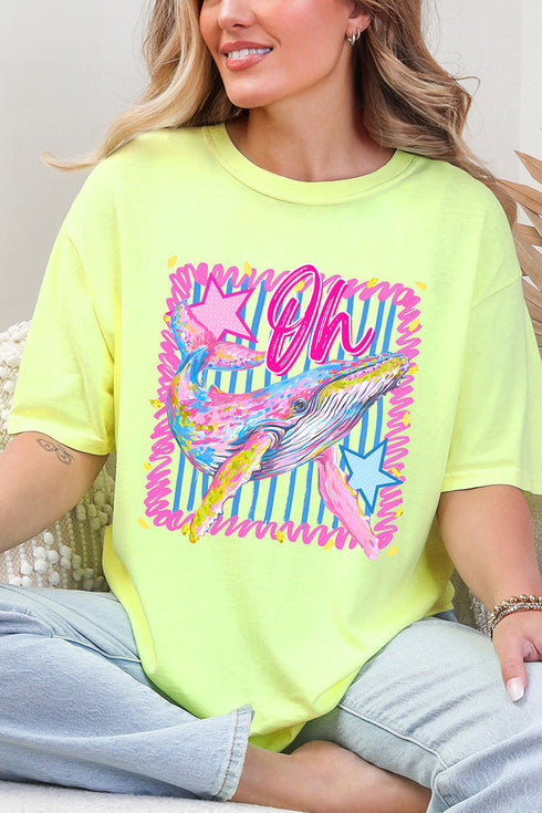 Striped Oh Whale Comfort Colors Adult Ring-Spun Cotton Tee