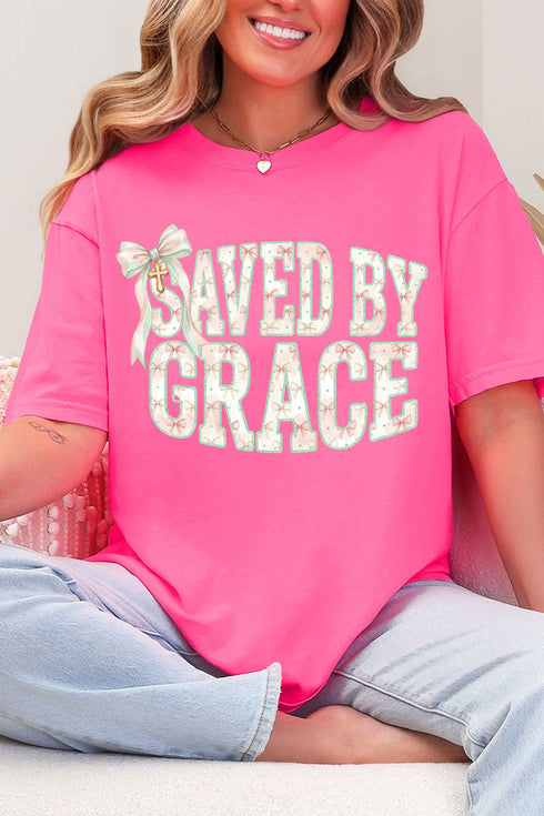 Coquette Cross Saved By Grace Comfort Colors Adult Ring-Spun Cotton Tee