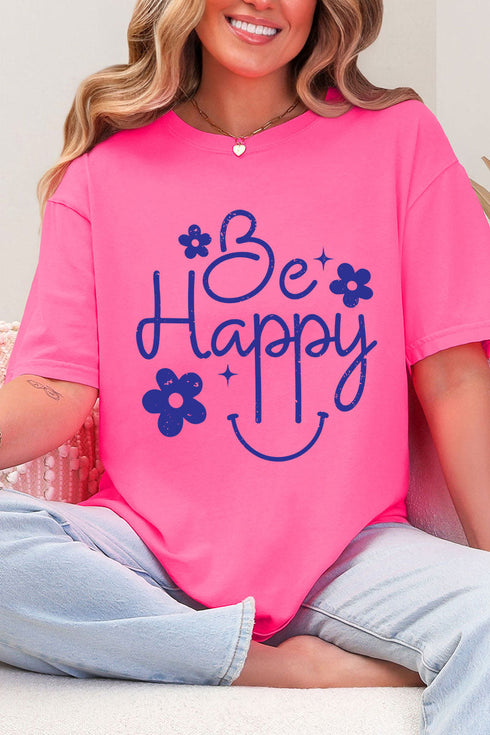 Flower Be Happy Comfort Colors Adult Ring-Spun Cotton Tee