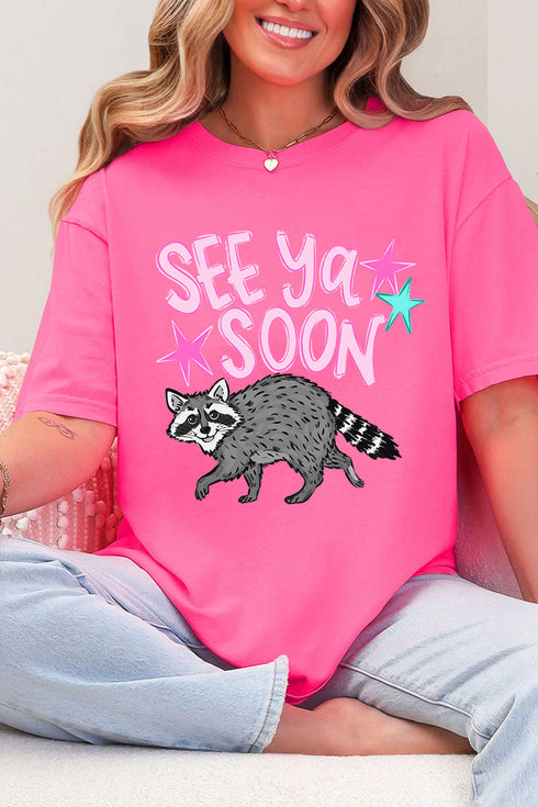 See You Soon Raccoon Full Front & Back Design Comfort Colors Adult Ring-Spun Cotton Tee