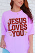 Faux Embroidery Jesus Loves You Comfort Colors Adult Ring-Spun Cotton Tee