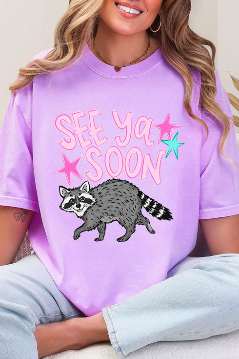 See You Soon Raccoon Full Front & Back Design Comfort Colors Adult Ring-Spun Cotton Tee