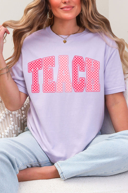 Checkered Teach Comfort Colors Adult Ring-Spun Cotton Tee