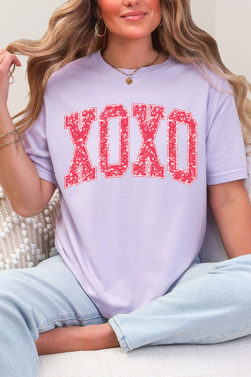 Faux Glitter XOXO Comfort Colors Adult Ring-Spun Cotton Tee