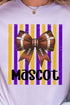 Personalized Purple & Yellow Gold Varsity Bow Comfort Colors Adult Ring-Spun Cotton Tee *Enter Mascot Name