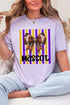 Personalized Purple & Yellow Gold Varsity Bow Comfort Colors Adult Ring-Spun Cotton Tee *Enter Mascot Name