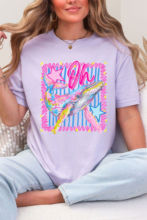 Striped Oh Whale Comfort Colors Adult Ring-Spun Cotton Tee