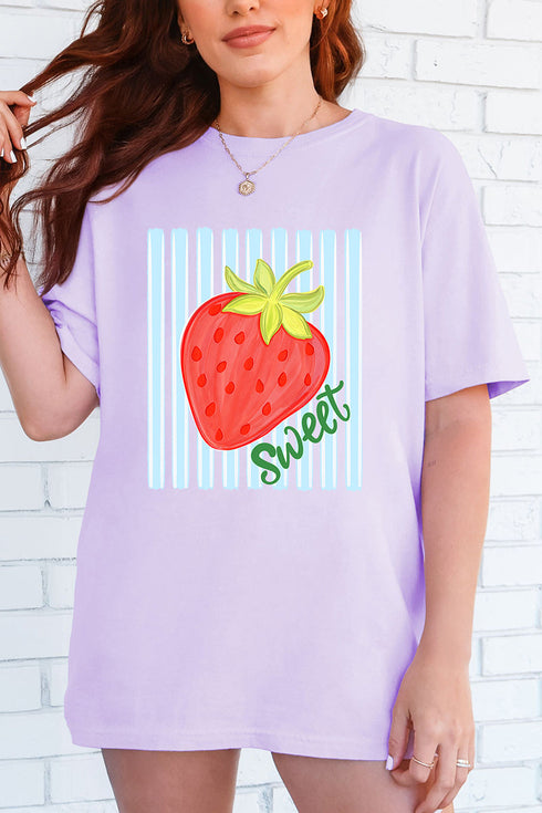 Sweet Strawberry Stripes Comfort Colors Adult Ring-Spun Cotton Tee