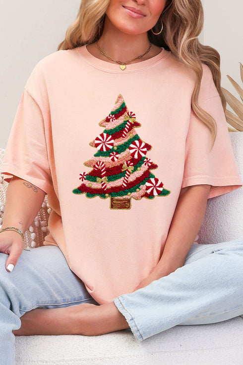 Faux Yarn Candy Cane Wishes Comfort Colors Adult Ring-Spun Cotton Tee